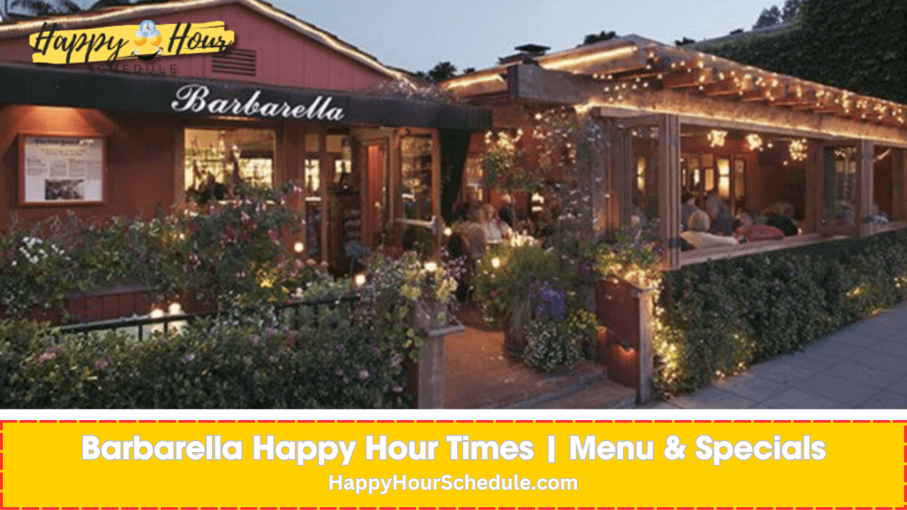 Barbarella Happy Hour times, menu specials, drink specials
